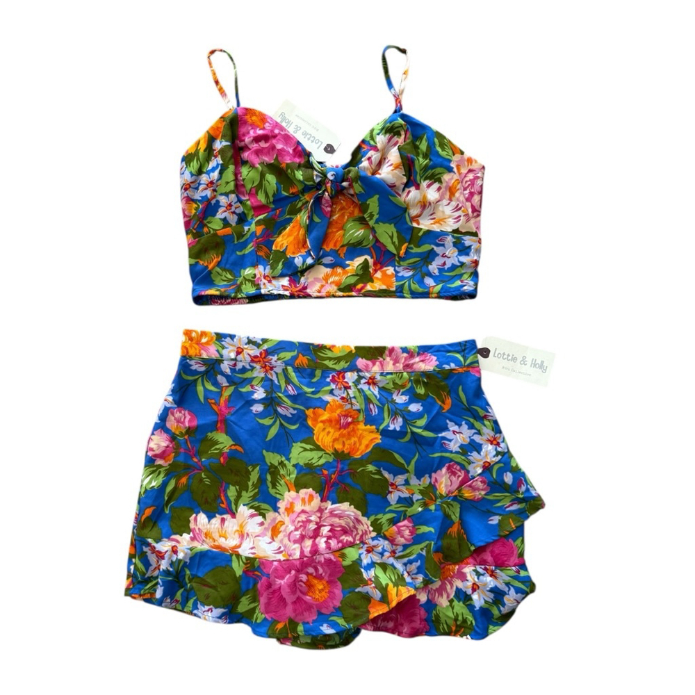Lottie & Holly BOG Collective Size L Blue Pink Floral Two Piece Set NWT - Picture 3 of 9